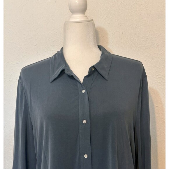 NWT Lucky Brand Women Size L Blue Button-Up Cardigan Capsule Wardrobe Office - Picture 2 of 10
